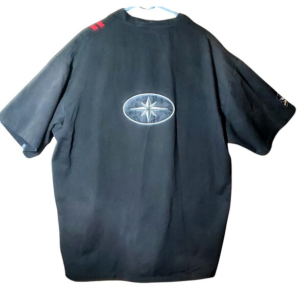 Polaris MSD Racing Black Mechanic Work Shirt XXL Short Sleeve Button Front Men - Picture 2 of 10